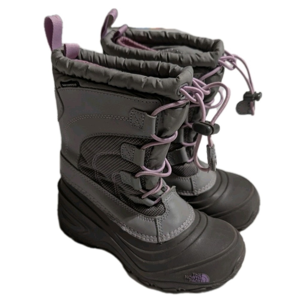 The‎ North Face Kids Snow Boots Girls Sz 1 Gray Pink Waterproof Insulated Winter